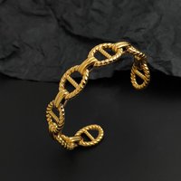 Creative integrated molded patterned gold-plated stainless steel women's bracelet, waterproof and rust-free, couple bracelet