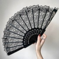 Retro Lace Folding Hand Fan Chinese Japanese Pattern Dance Photography Prop Decor Art Craft Gift Ornament