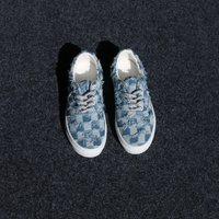 Summer Blue Plaid Large Size Shoes for Men, Fashionable Casual Shoes, Breathable Casual Trendy Shoes, Versatile Sneakers for Men
