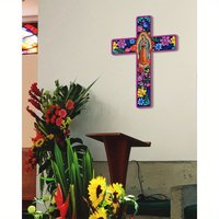 12in 2D Flat Bohemian Cross Wooden Wall Art with Colorful Floral Design Wooden Cross Confessor Home Church Farmhouse Decoration