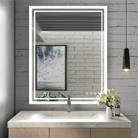 LED Bathroom Mirror Anti-Fog Dimmable Wall Mounted Mirror 500x700mm/600x800mm/700x900mm Rectangle Makeup Mirror Vertical/ Horizontal Hanging, IP65