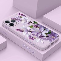 Beautiful Purple Flowers Phone Case For iPhone 16E 16 15 14 13 Pro Plus Max Mini Soft Silicone Shockproof Bumper Back Cover Capa