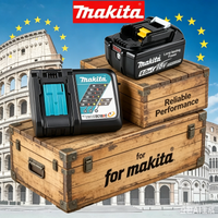 Bateria Original Makita 18V 6.0Ah + Kit Carregador Rápido DC18RC, Bateria de Íon de Lítio BL1860B LXT para Ferramentas Elétricas
