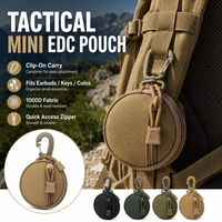 1000D Tactical Mini Round Pouch Zipper Utility Bag with Carabiner Clip for Earbuds Keys Coins Outdoor Camping Gear Tool