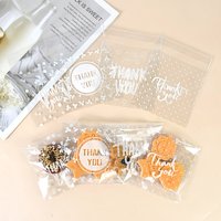 100pcs Plastic Transparent Bags Thank You Cookie Candy Bag Self-Adhesive for Wedding Birthday Party Biscuit Gifts Packaging Bags