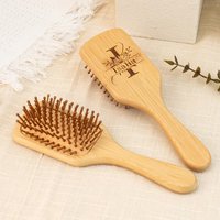 Personalize Custom Wood Air Cushion Comb Premium Wooden Bamboo Hair Brush Birthday Party Wedding Hairbrush Mother's Day Gift