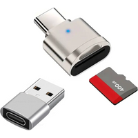 Type C TF Reader With Zinc Alloy Shell, SD Card Reader with USB C to USB Adapter, Suitable for Laptop, MacBook, Samsung Galaxy