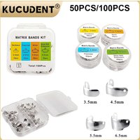 50/100Pcs Dental Sectional Matrix Bands 3.5-6.5mm Pre-Contoured Metal Matrices for Posterior Teeth Restoration Dentistry Tools