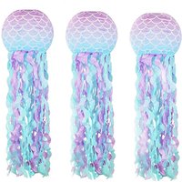 3PCS Mermaid 8INCH/10Inch Paper Lanterns Set Jellyfish Scales Design under the Sea Theme Party Decorations