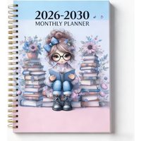 2026-2030 Monthly Planner, 5-Year Academic Diary, Spiral Bound Book Lover Notebook, 5.5" x 8.3", 71 Pages