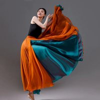 Women Classical Half skirt Modern Dance Training Skirt Elegant Double ChiffonPerformance Swing Skirt Ethereal 720 Degree