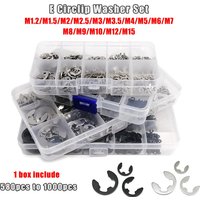 1 Box Mix M1.2 M1.5 M2 M2.5 M3 M4 M5 M6 M8 M10 M12 M15 E type Circlip Shaft Bearing External Retaining Ring Snap Washer Set Kit
