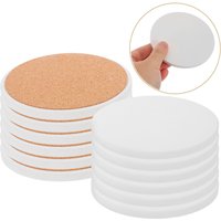 12pcs Sublimation Coasters Blanks White Round Ceramic Coasters with Cork Backing Pads Heat Transfer for DIY Crafts Painting Home