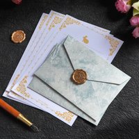 Gilded Embossed Strait Style Envelope Set - Wax Seal Envs for Valentine Wedding Birthday Love Letters