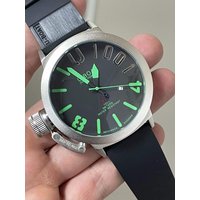 50mm Herren Mechanische Automatik Joker Linkshänder Armbanduhr U Sport Schwarze Gummi-Armbanduhr Boot Weiß Groß 50mm
