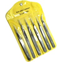 6PCS Precision Tweezers Set ESD Anti Static Stainless Steel Tweezers Repair Tools for Electronics Repair Soldering Craft