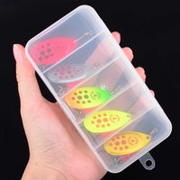 5PCS BOX Metal Plating Spinner Bait 59g Hard Spoon Bass Lures Metal Fishing Lure with Feather Treble Hooks for Pike Fishing