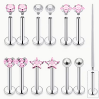13Pcs 16G Lip Labret Medusa Rings Studs Stainless Steel Snake Bite Lip Rings Catilage Tragus Helix Daith Earrings For Women Men