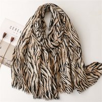 Fashion Women Zebra-Stripe Floral Viscose Shawl Scarf Print Soft Lady High Quality Pashmina Stole Muslim Hijab Wrap 180*90Cm