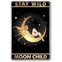 LOVEJIA Stay Wild Moon Child Sign Metal Tin Signs Vintage Women Art Poster Plaque Home Wall Decor Bar Retro Bedroom Man Cave