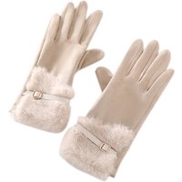 AliExpress NONE Women's Winter Gloves with Fleece Lining, Warm, Windproof, Cold-Resistant, Plush Decoration, Touchscreen Compatible, Suitable for Driving and Cycling, 1 Pair