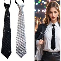 Fashion Sequin Unisex Halloween Tie Party Stage Performance Sequin Tie Knot Free Zipper Adjustable woman Tie