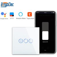 Bingoelec Smart Dimmer Switches Wifi Control Led Dimmer White Black Gold Glass Panel Support Tuya Google Smart Life App