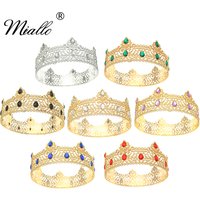 Fashionable Alloy Round Crown Handmade Exquisite Baroque Rhinestone Classic Crown For Women Wedding Birthday Tiara