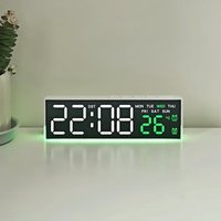 USB Powered Digital Alarm Clock with Mood Light TEMP Date Week 2 Alarms Auto Dimmable Snooze Table Clock 12/24H DST LED Clock