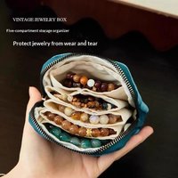 【F】5-Layer Jewelry Storage Bag Velvet Jewelry Pouch Bags For Watch Bracelet Rings Earrings Portable Travel Jewelry Case