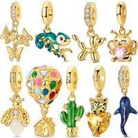Golden Color Animal Shapes Dangle Charm Beads Fits 3mm Bracelet Bangle Necklace For Women Pendant Luxury DIY Jewelry Making Gift