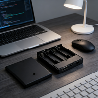HUAHUA1Pcs Battery Box for 4 AA No.5 Batteries with Power Switch and USB Socket, No Light FeatureHUAHUA
