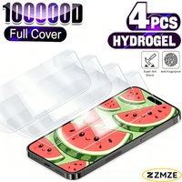 4Pcs Full Cover Ultra HD Hydrogel Film for iPhone 17 16 15 Pro Max 17e 16e Air 14 13 12 Pro 14 15 Plus Anti-Scratch Protectors