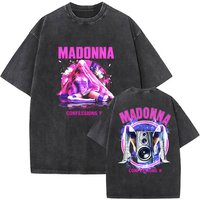 Madonna Confessions II Album 2026 Vintage Washed T Shirts Men Women Harajuku Clothing Fashion T-shirt Aesthetic Oversized Tshirt