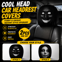 Scary Grinning Demon/Ghost Lady Print Car Head Rest Cover Stretch Washable Headrest Protector Universal Funny Car Decoration