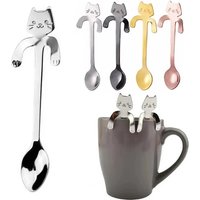 Stainless Steel Coffee Spoon Mini Cat Shape Love Dessert Snack Spoon Ice Cream Mini Spoon Kitchen Decoration Tableware