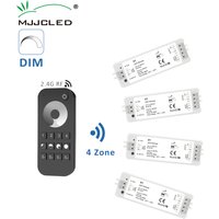 V1 LED Dimmer 12V 24V 36V RT6 4 Zone Single Color LED Strip Dimming Kit Wireless Wifi 2.4G RF Remote Control Push Switch Dimer