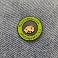 Humorous and witty pin, no mistakes, only happy accidents, suitable for men to complement outfits, backpacks, and as a gift.