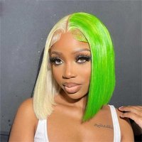 Half Green Half Blond 613 Straight Lace Front Wig 13x4 Hd Lace Frontal Wig 180% Short Bob Lace Front Human Hair Wigs