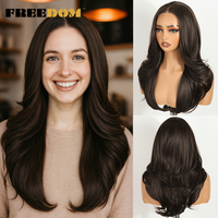 FREEDOM Synthetic Lace Front Wigs For Women 20 Inch Ombre Blonde Wavy Layered Wig 6X4 Pre Plucked Wear And Go Glueless Lace Wigs