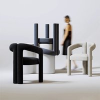 &Heart Chair Simple Modern Thickened Light Dining Chair Black Metal Frame Velvet Upholstered Designer Style Small