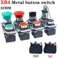 New XB4 Metal Thickened Button Switch Instantaneous Self Reset Emergency Stop Plane 22mm Rotary Switch XB4-BA42 BA31 BA55 XB2