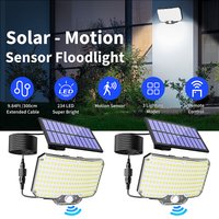 234LED Solarne kinkiety z czujnikiem ruchu na zewnątrz z pilotem, 3 tryby, wodoodporna lampa przeciwpowodziowa z osłoną przeciwsłoneczną na ganek i patio