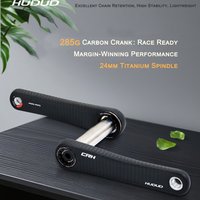 AliExpress NONE HUDUD CRK09 Carbon Crank 285G | 24mm Ti Spindle | EASTON | 285G | 155-175mm | 2X10-12S | Fits most 1XChainring