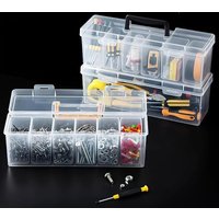 Tool Parts Storage Box Set (6 Small Boxes + 1 Large Box), Multi-Compartment Transparent Tool Organizer for Home Use