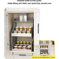 Kitchen Cabinet Pull-down Lift Basket Storage Spice Racks Wall Cabinet Up&Down Vertical Lift Drawer Baskets 30/35/40*28*52/66CM
