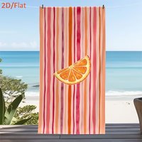 Watercolor Orange Slice Striped Beach Towel Microfiber Quick Dry Absorbent Sand-Free Summer Pool Bath Towel for Vacation