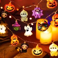 Halloween 1.5m 10 LED Battery Powered String Lights With Ghost Witch Cat Pumpkin Spider Web Skeleton Mummy Pirate Shape Indoor