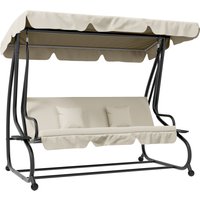 Three-Person garden Swing Chair, with Adjustable Canopy - Cream White
