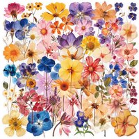 50/100PCS Cartoon Flower Stickers Transparent Waterproof PET Flower Decoration Notebook Stationery Room Stickers